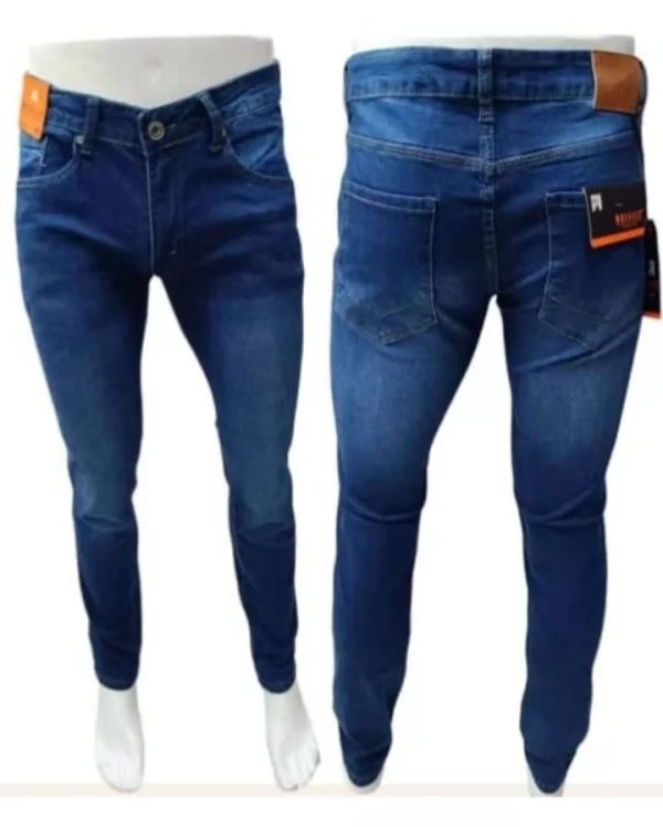 Jeans Elasticados Slim Fit Mosaico Color Azul Hombres (Semipitillo) - Imagen 3